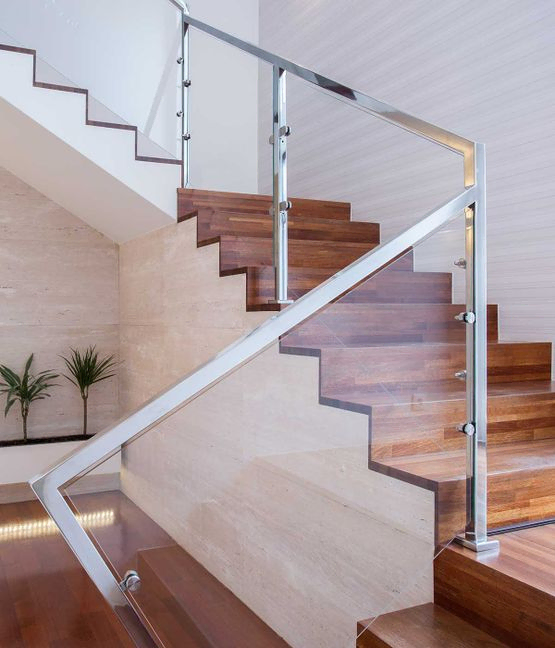 Stylish staircase in bright interior