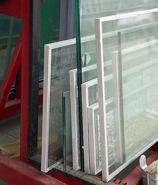 Fensterglas auf Baustelle